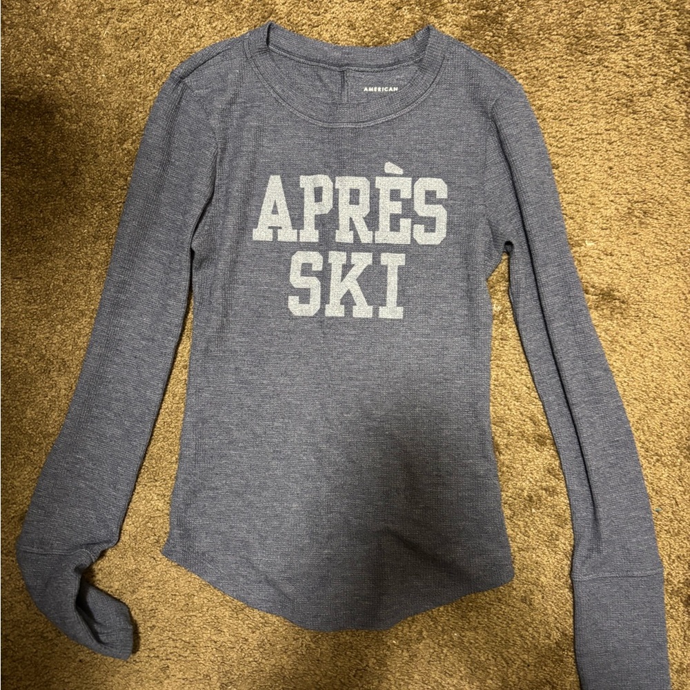 American Eagle Gray Long Sleeve Après Ski Top